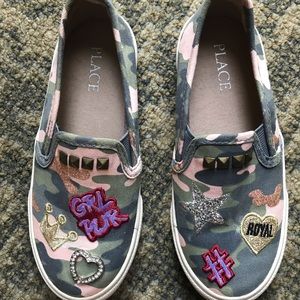 Girls camouflage bling sneakers